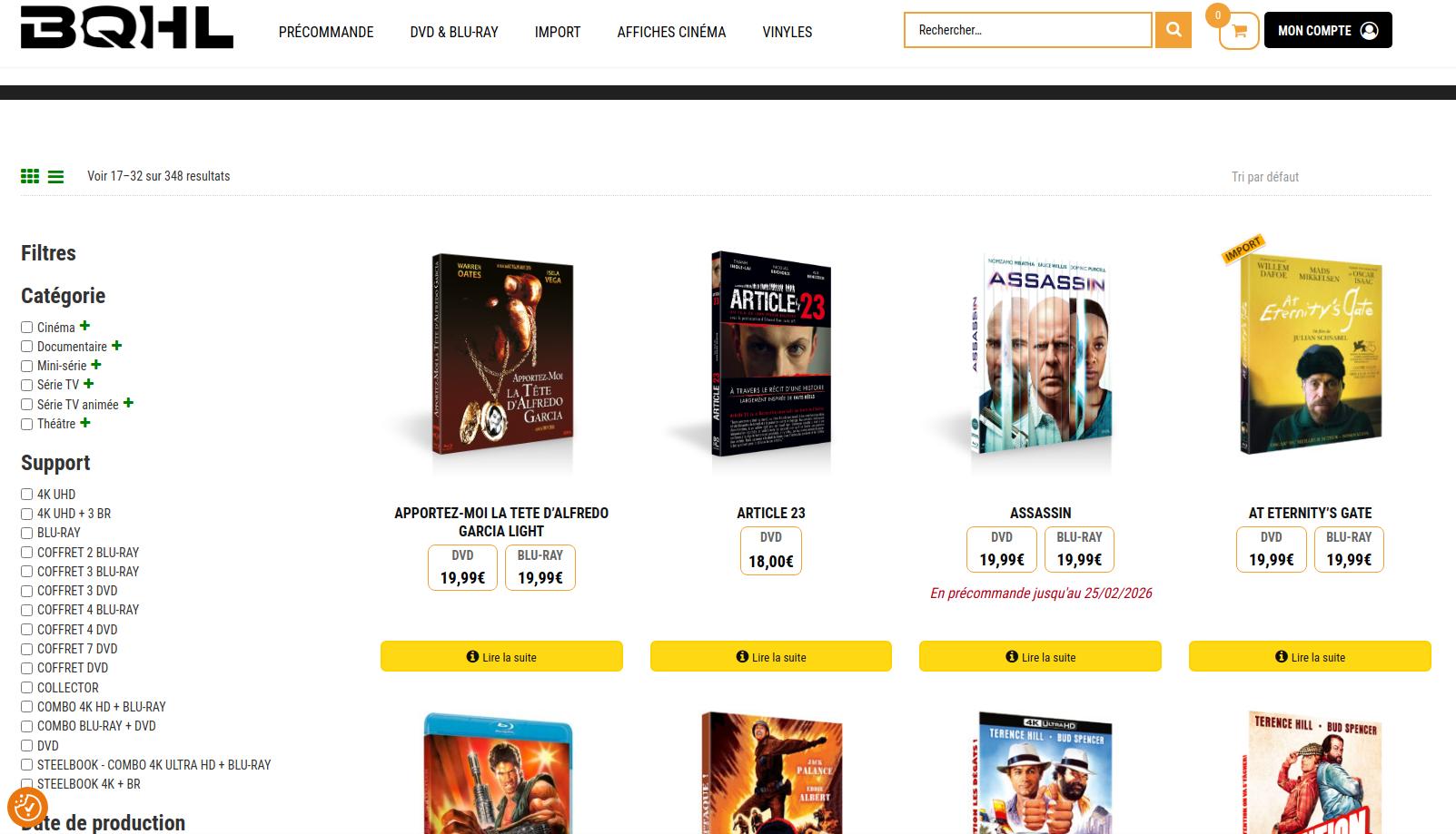 Développement et refonte complète d’un site e-commerce DVD, Blu-ray et 4K UHD