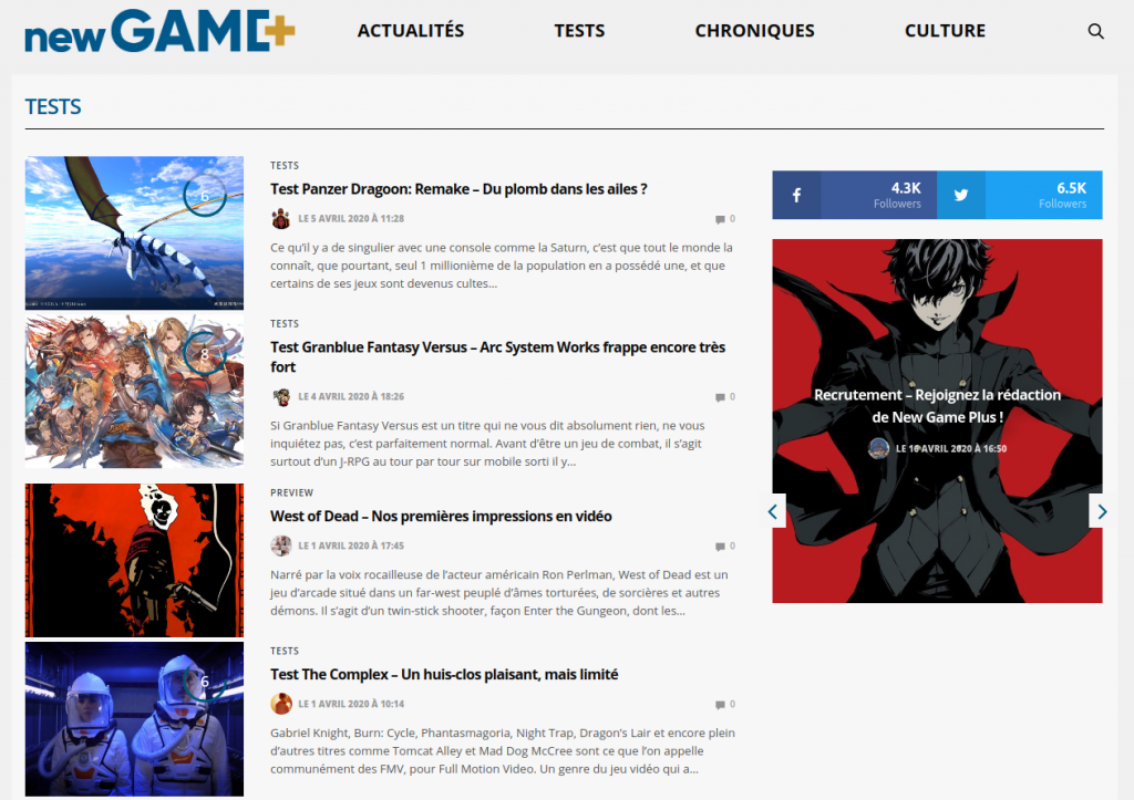 Maintenance d’un blog dédié aux jeux vidéo