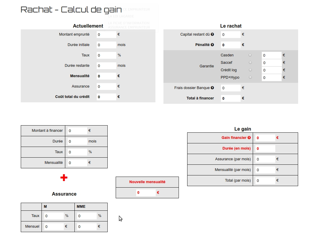 Interface de simulation immobilière